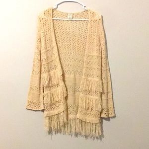 fringed crochet cardigan